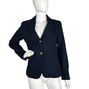 Talbots Twill Blazer Womens Size 6 Jacket Navy Blue Cotton